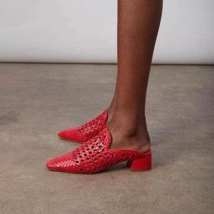 Miista Ida Ruby Woven Red Mules - Size 37